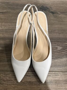 White Pointed Slingback Heels - Women